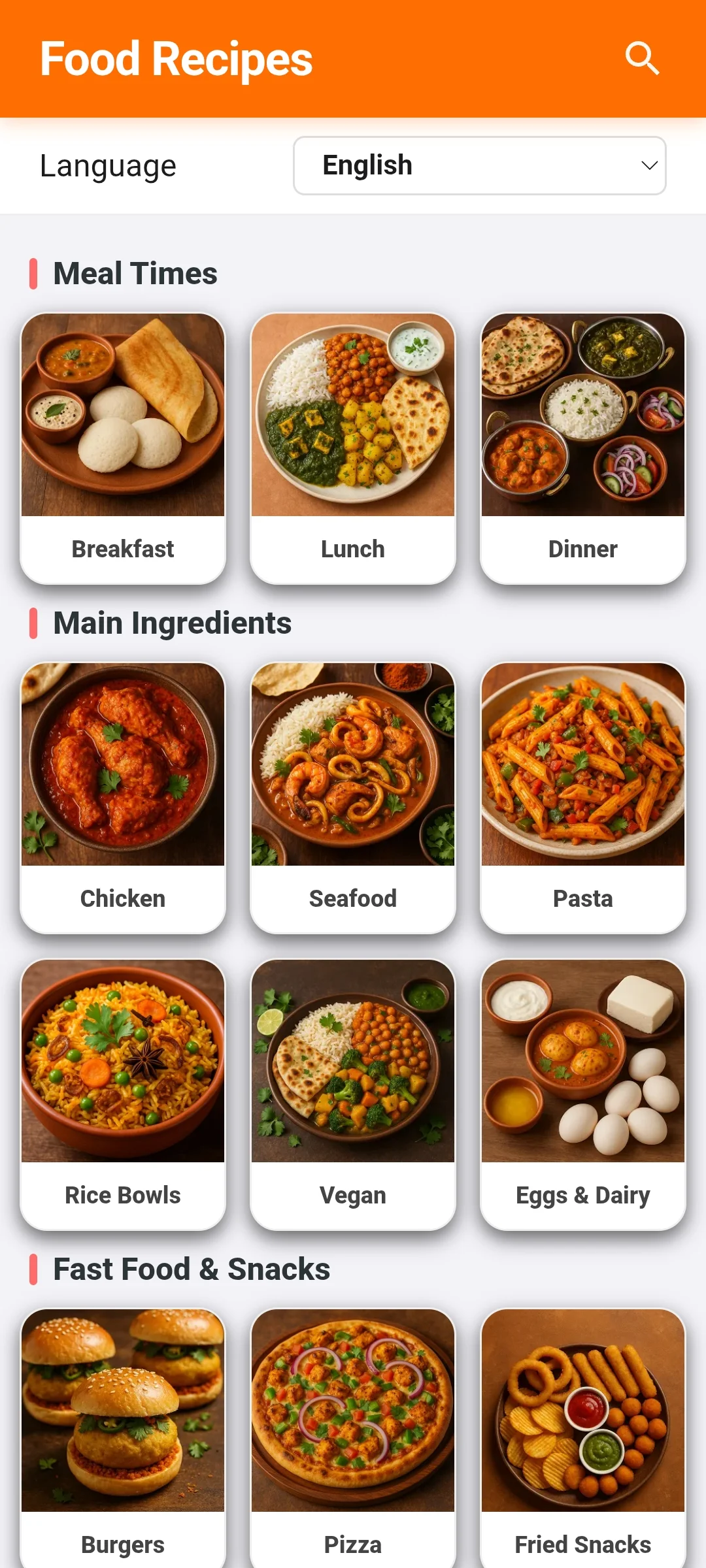 Food Recipes Screen 1